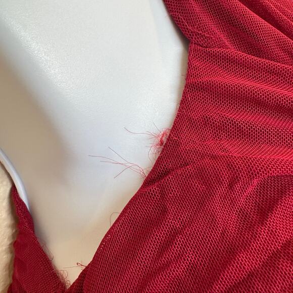 Ronny Kobo Red Ruched Maxi Dress MEDIUM Cutout Slinky Jersey Gown Designer $468 - Picture 13 of 13